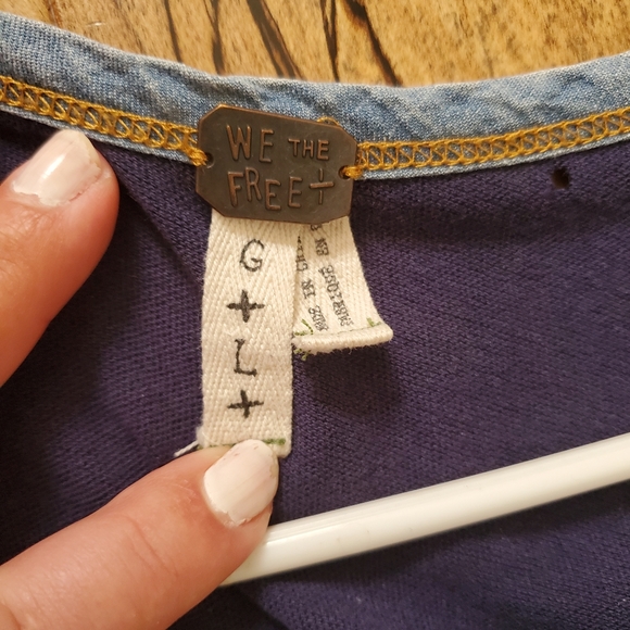 Free people boho cotton long sleeve stretchy Dress WOMEN'S Sz L - Picture 3 of 11